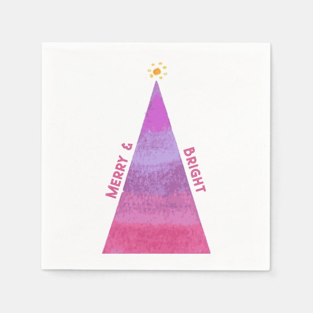 Merry & Bright Holiday Tree Serviette (Vorderseite)
