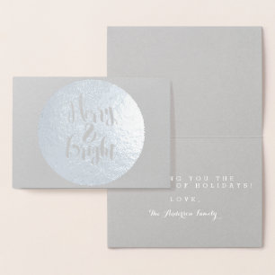 Merry & Bright Holiday Typografy Design Folienkarte