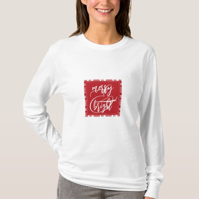 Merry & Bright | Individuelle Name hinten | Rot Ka T-Shirt (Vorderseite)