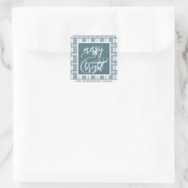 Merry & Bright | INDIVIDUELLE NAME | Minzgrün Quadratischer Aufkleber