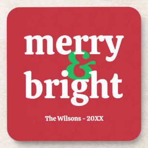 "Merry & Bright" - individueller Weihnachtsfest-Un Getränkeuntersetzer