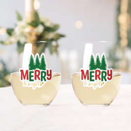 Merry & Bright It's Christmas Time Weinglas Ohne Stiel