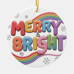 Merry & Bright Keramik Circle Ornament