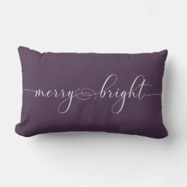 Merry Bright Lila Calligraphy Weihnachten Lendenkissen