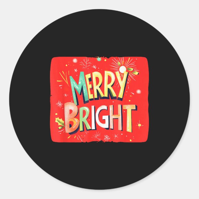 Merry Bright Magic For Holiday Cheer  Runder Aufkleber (Vorderseite)