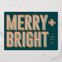 Merry + Bright Marquee Foil Carte de vacances - Tu