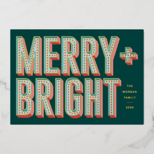 Merry + Bright Marquee Foil Carte de vacances - Ve