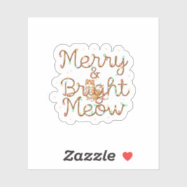 Merry & Bright Meow Cat Silhouette Christmas  Aufkleber
