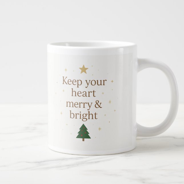Merry & Bright | Minimalist Christmas Quote mug Jumbo-Tasse (Rechts)