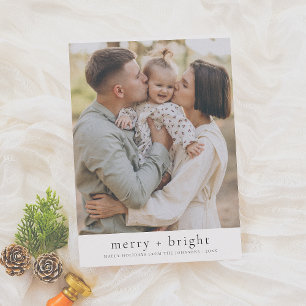 Merry & Bright Minimalistisch Weihnachts-Foto Feiertagskarte