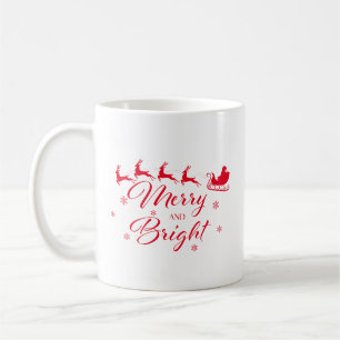 Merry & Bright mit Santa & Sleigh Coffee Tasse