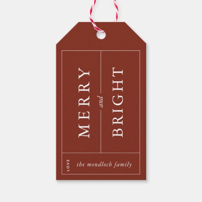 Merry & Bright Modern Gift Tag Geschenkanhänger (Vorderseite)