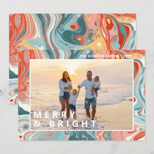 Merry & Bright Modern Liquid Marble Foto Holiday