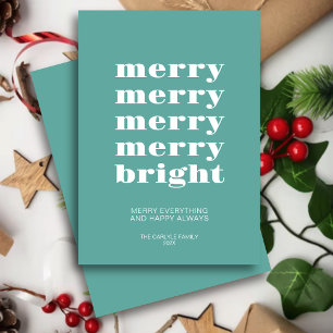 Merry & Bright Modern Minimal Aquamarin Blue Chris Feiertagskarte