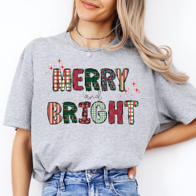 Merry&Bright Moderne Niedliche Weihnachtsfrauen T-Shirt (Von Creator hochgeladen)