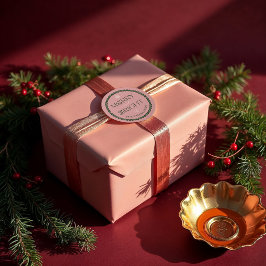 Merry & Bright Moderne rosa & grüne Retro Wavy Runder Aufkleber