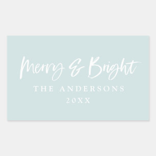 Merry & Bright, moderne Schrift-Weihnachten Rechteckiger Aufkleber