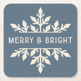 Merry & Bright Moderne Typografie Snowflake Rechteckiger Pappuntersetzer