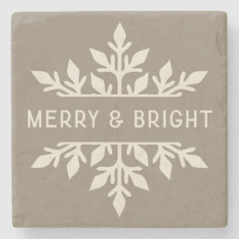 Merry & Bright Moderne Typografie Snowflake Steinuntersetzer