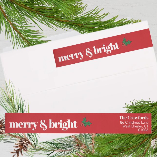 Merry & Bright Moderne Weihnachts-Rücksendeadresse (Von Creator hochgeladen)