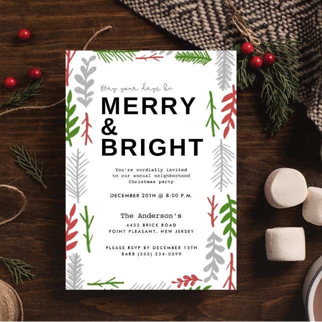 Merry Bright Neighbhood Christmas Party Einladung (Merry Bright Neighborhood Christmas Party Invitation)