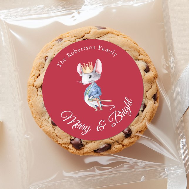 Merry & Bright Nutcracker Mouse Christmas Sticker (Von Creator hochgeladen)