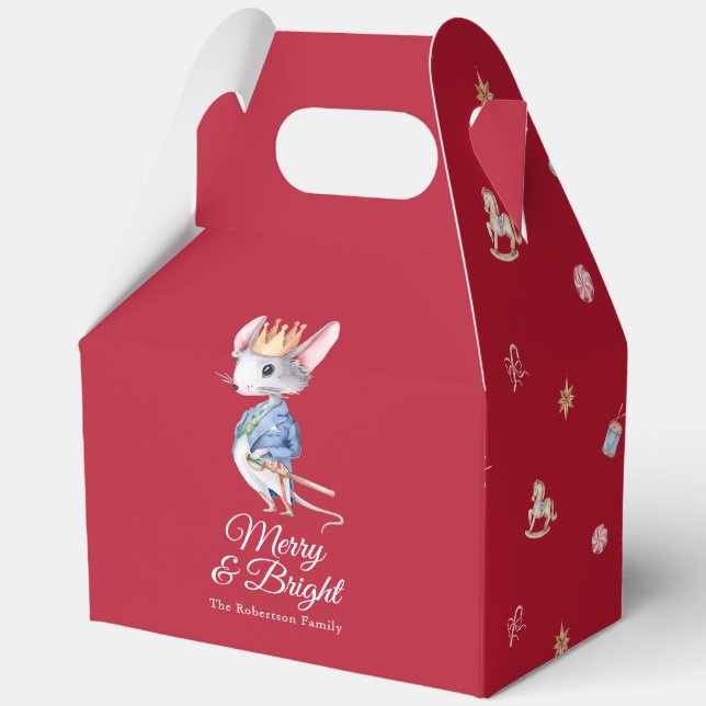 Merry & Bright Nutcracker Mouse Favor Box Geschenkschachtel (Vorderseite)