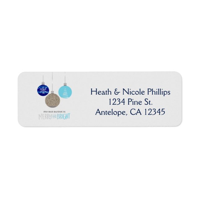 Merry & Bright Ornaments Holiday Address Labels (Vorne)