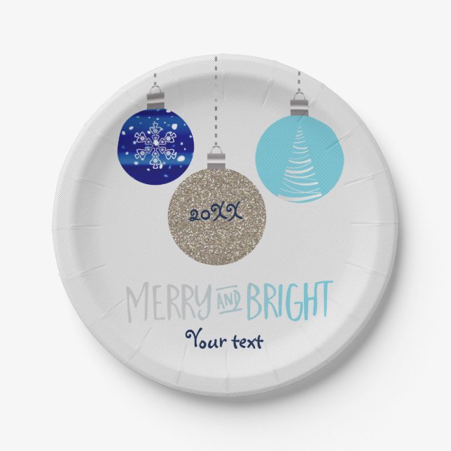 Merry & Bright Ornaments Weihnachten Weihnachten T Pappteller (Vorderseite)