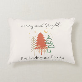 Merry & Bright Pastels Handgezeichnete Weihnachtsb Dekokissen
