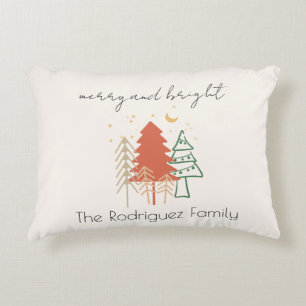 Merry & Bright Pastels Handgezeichnete Weihnachtsb Dekokissen