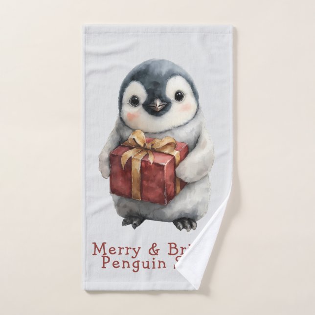 Merry & Bright Penguin Christmas (Serviette à main)