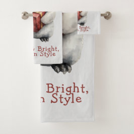 Merry & Bright Penguin Christmas Badhandtuch Set