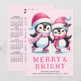 Merry & Bright Penguin Ice Skater Rosa Weihnachten