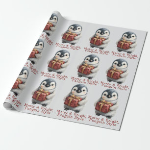 Merry & Bright Penguin Weihnachten Geschenkpapier