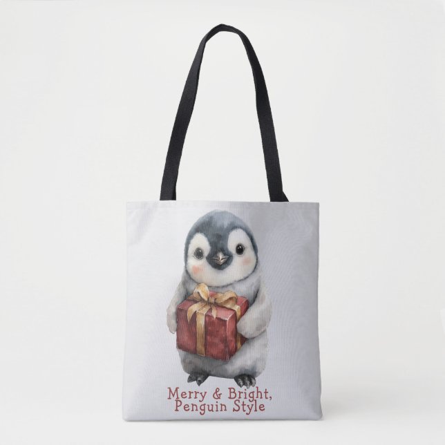 Merry & Bright Penguin Weihnachten Tasche (Vorderseite)