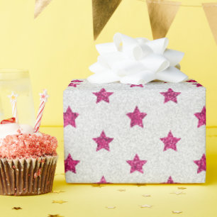 Merry & Bright Pink Punky Weihnachtsstar Glitzer Geschenkpapier