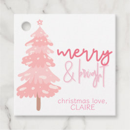 Merry & Bright Pink Weihnachtsbaum Gefälligkeitsta Geschenkanhänger