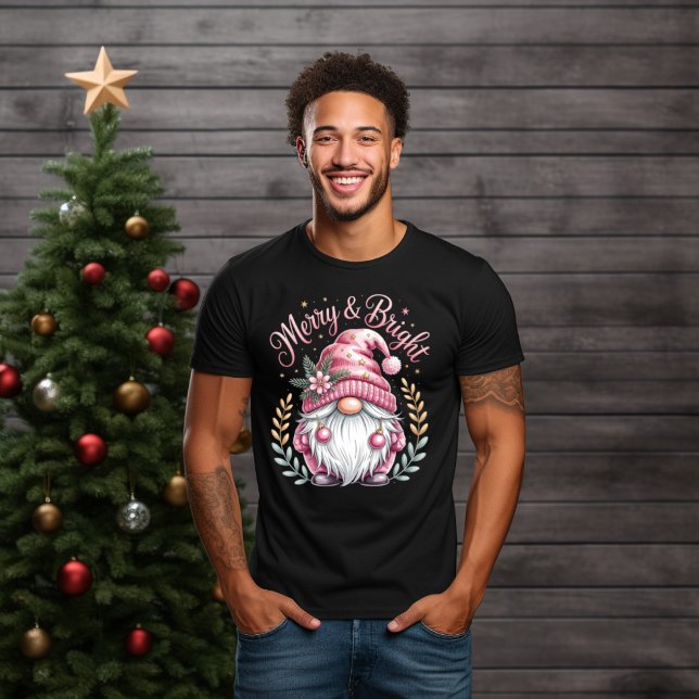 Merry & Bright Pink Weihnachtsgenom T-Shirt (Von Creator hochgeladen)