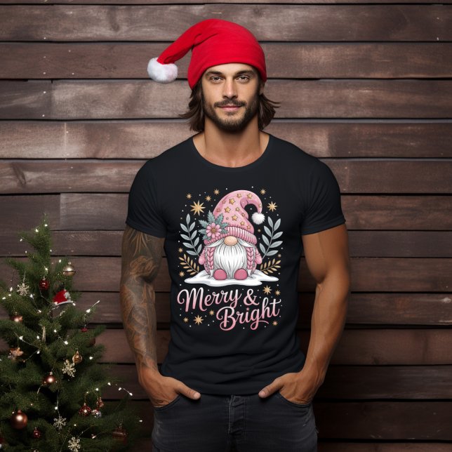 Merry & Bright Pink Weihnachtsgenom T-Shirt (Von Creator hochgeladen)