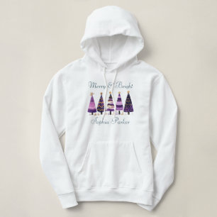 Merry & Bright Pink Winter Weihnachtsbaumen Custom Hoodie