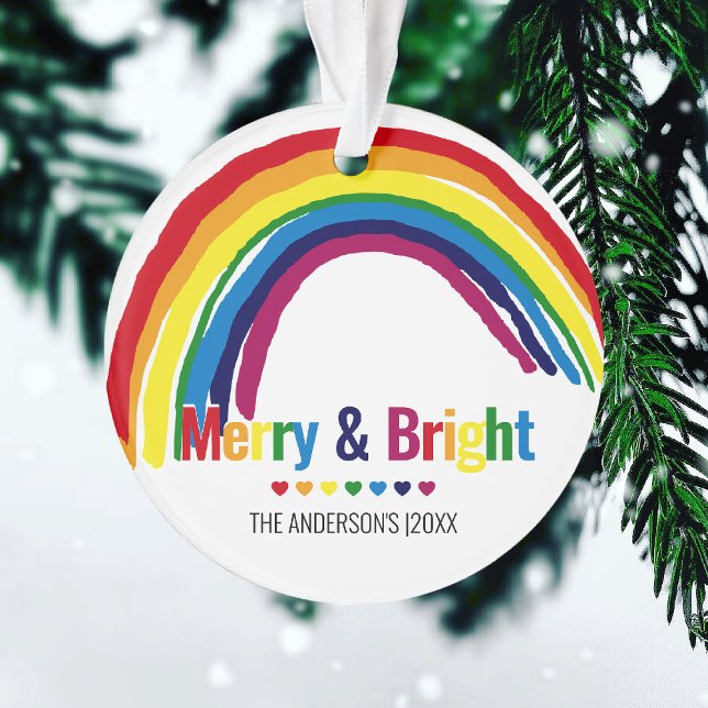 Merry & Bright | Rainbow Hope Foto Christmas Ornament (Von Creator hochgeladen)