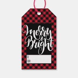 Merry Bright Red Black Buffalo Kariert Tartan Geschenkanhänger