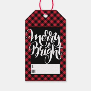 Merry Bright Red Black Buffalo Kariert Tartan Geschenkanhänger