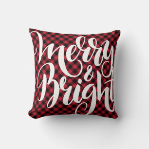 Merry Bright Red Black Buffalo Kariert Tartan Xmas Kissen