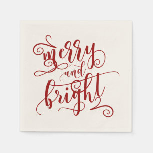 Merry & Bright Red Decorative Schriftart Serviette