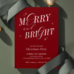 Merry & Bright Red Elegante Script Moderne Weihnac Einladung<br><div class="desc">Elegantes Merry & Bright Weihnachtsdesign in festlicher Rot-Weiß-Party Einladung mit nostalgischen Script-Schriftart. Diese vollständig bearbeitbare,  moderne Weihnachtseinladung enthält Platz für Ihren Namen und Ihre Party-Details. Machen Sie Ihre Feierlichkeiten mit diesem klassischen Wintersport-Party zu einem besonderen Erlebnis.</div>