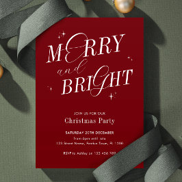 Merry & Bright Red Elegante Script Moderne Weihnac Einladung