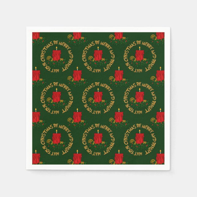 Merry-Bright-Red Xmas Candle- Serviette (Vorderseite)