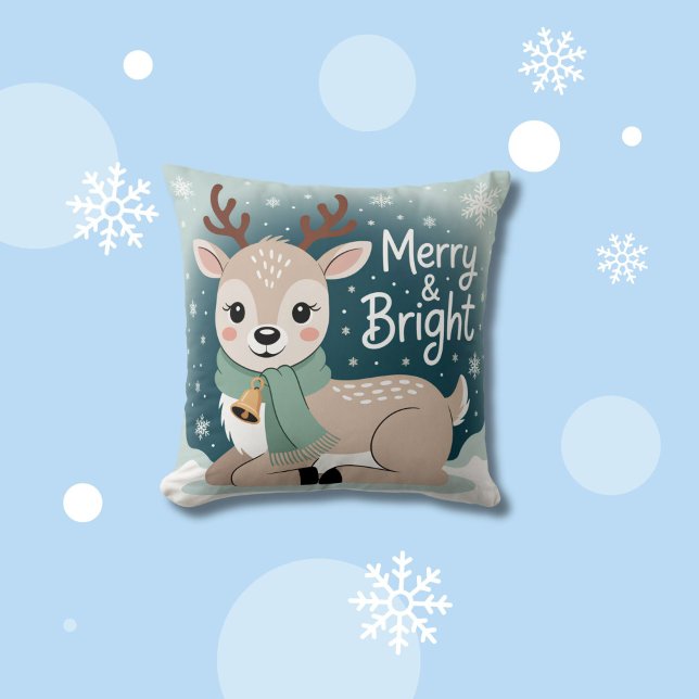 Merry & Bright Reindeer Christmas Kissen (Von Creator hochgeladen)
